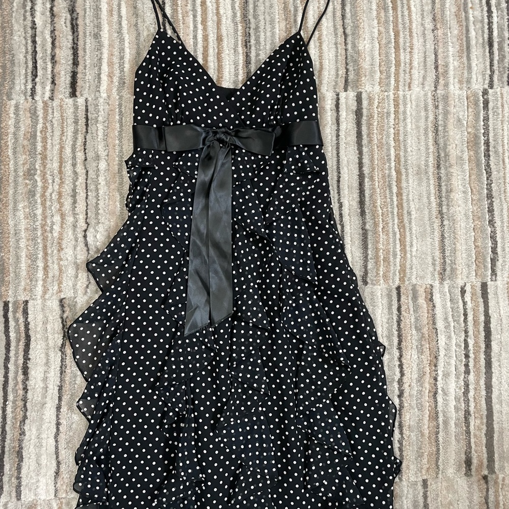 Black & white polka dot spaghetti strap dress - size 4 - Picture 2 of 10